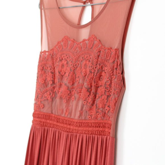Burnt Orange Lace Maxi Dress | Size 34