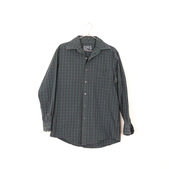 Blue & Green Long-Sleeve Plaid Shirt | Size 32