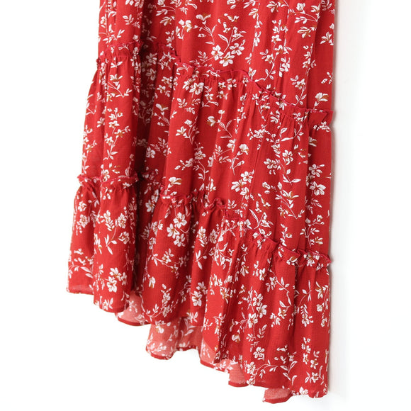 Red & White Floral Summer Dress | Size XL