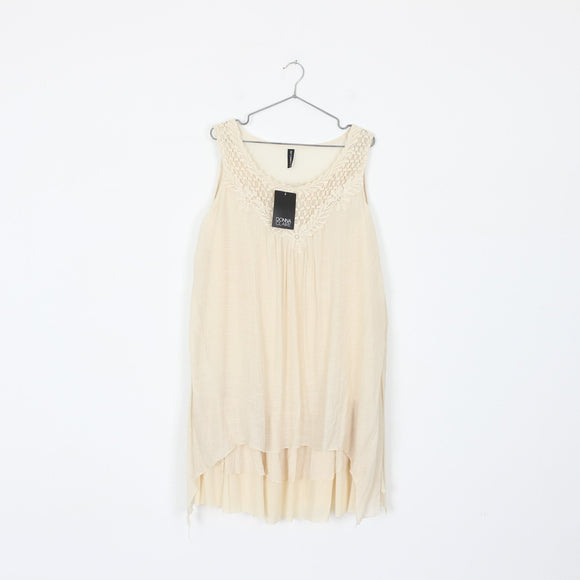 Donna Claire Beige Embroidered Dress | Size 18