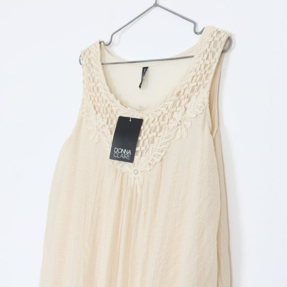 Donna Claire Beige Embroidered Dress | Size 18