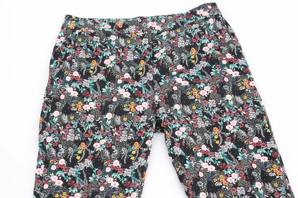 H&M Black Floral Print Pants | Size 8 | Pre-Loved