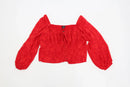 Red Textured Long-Sleeve Corset Blouse – Size 22 | Brand new-1