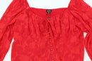 Red Textured Long-Sleeve Corset Blouse – Size 22 | Brand new-2