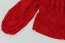 Red Textured Long-Sleeve Corset Blouse – Size 22 | Brand new-3