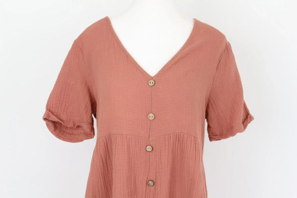 Burnt Orange Button-Down Dress – Size S | Thrift Finds