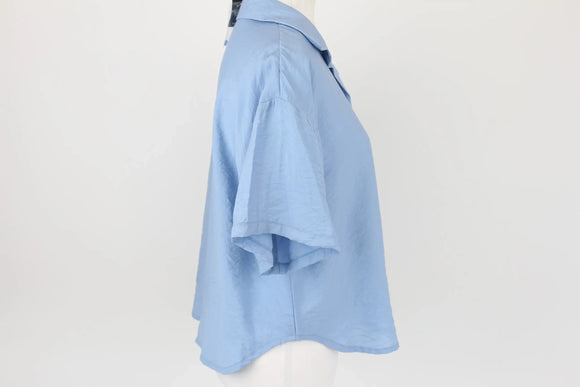 Exact Dusty Blue Cropped Short-Sleeve Shirt | Size 10 | Brand New