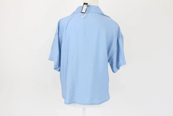 Exact Dusty Blue Cropped Short-Sleeve Shirt | Size 10 | Brand New