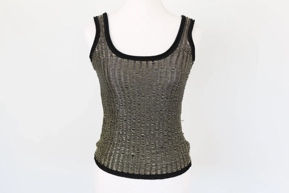 Gold & Black Knitted Blouse – Size S | Thrift Finds