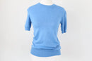 Zara Bright Blue Knitted Short-Sleeve Blouse | Silver Buttons | Size S | Pre-Loved-1