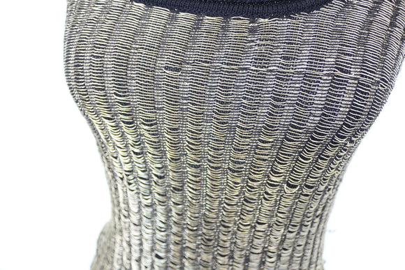 Gold & Black Knitted Blouse – Size S | Thrift Finds