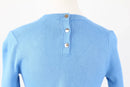 Zara Bright Blue Knitted Short-Sleeve Blouse | Silver Buttons | Size S | Pre-Loved-4
