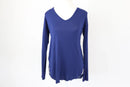 Midnight Blue Long-Sleeve V-Neck Top | Size XS | Pre-Loved-1