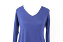 Midnight Blue Long-Sleeve V-Neck Top | Size XS | Pre-Loved-2