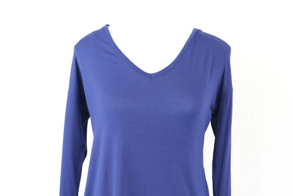 Midnight Blue Long-Sleeve V-Neck Top | Size XS | Pre-Loved