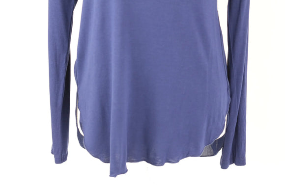 Midnight Blue Long-Sleeve V-Neck Top | Size XS | Pre-Loved