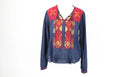 Woolworths Navy Blouse | Multicolour Stitch Detail | Size 8 | Pre-Loved-1