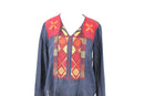 Woolworths Navy Blouse | Multicolour Stitch Detail | Size 8 | Pre-Loved-2