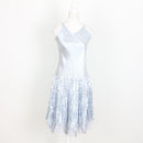 Silver Strappy V-Neck Satin & Tulle Midi Dress | Size 13/14-1