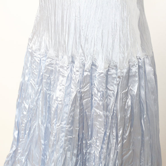 Silver Strappy V-Neck Satin & Tulle Midi Dress | Size 13/14