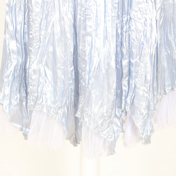 Silver Strappy V-Neck Satin & Tulle Midi Dress | Size 13/14