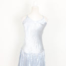 Silver Strappy V-Neck Satin & Tulle Midi Dress | Size 13/14-5