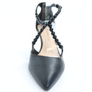 Cecconello Black Leather Pointed-Toe Heels with Bead Accents - Size 38-4