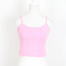 Pink Ribbed Strappy Cropped Cami Top | Size M | Pre-Loved-1