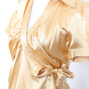 Catherine Moore Butter Yellow Satin Wrap Blouse – Puff Sleeve | Size 34 | Pre-Loved-2