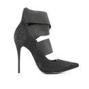 Schultz Black Suede Pointed-Toe Heels with Elastic Accents - Size 39-1