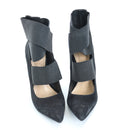 Schultz Black Suede Pointed-Toe Heels with Elastic Accents - Size 39-2