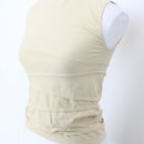 Beige Sleeveless Ruched Poloneck Top | Size S | Pre-Loved-2