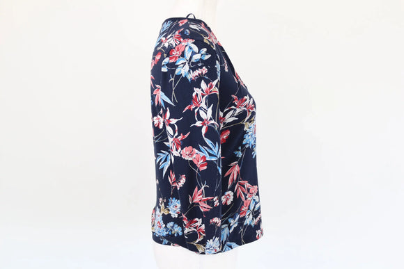 Woolworths Navy Floral Wrap Top | Size S | Pre-Loved