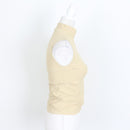 Beige Sleeveless Ruched Poloneck Top | Size S | Pre-Loved-3