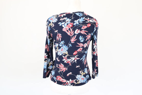 Woolworths Navy Floral Wrap Top | Size S | Pre-Loved
