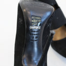 Schultz Black Suede Pointed-Toe Heels with Elastic Accents - Size 39-4