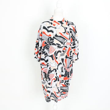 Monki Abstract Print T-Shirt Dress – Black, White & Red | Size XS | Pre-Loved