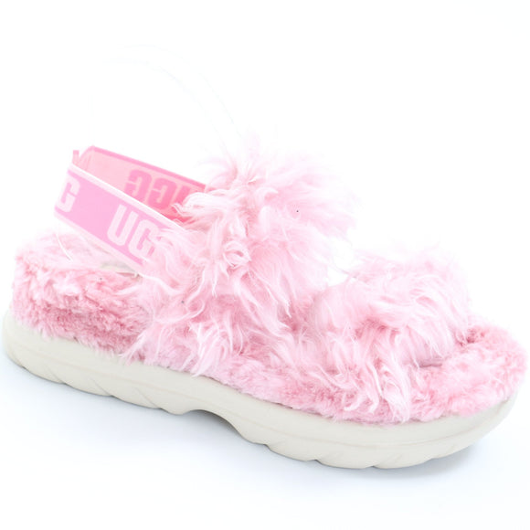 UGG Pink Fluffy Slingback Slippers, Size 38 (New)