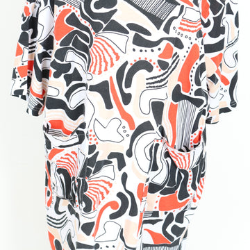 Monki Abstract Print T-Shirt Dress – Black, White & Red | Size XS | Pre-Loved - 0