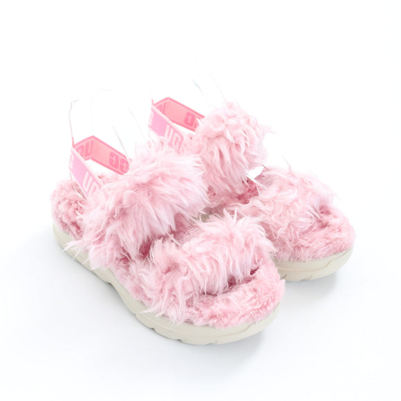 UGG Pink Fluffy Slingback Slippers, Size 38 (New)