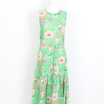 Poetry Green Floral Linen Maxi Dress – Sleeveless | Size 10 | Pre-Loved