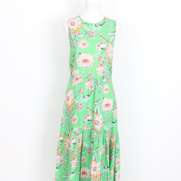 Poetry Green Floral Linen Maxi Dress – Sleeveless | Size 10 | Pre-Loved