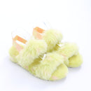 UGG Yellow and Pink Fluffy Slingback Slippers, Size 38 (New)-3
