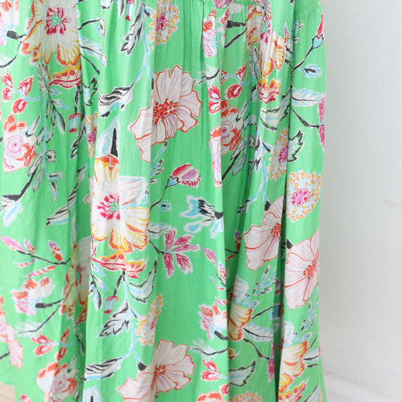 Poetry Green Floral Linen Maxi Dress – Sleeveless | Size 10 | Pre-Loved
