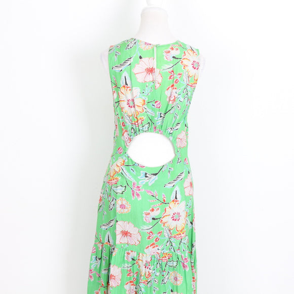 Poetry Green Floral Linen Maxi Dress – Sleeveless | Size 10 | Pre-Loved