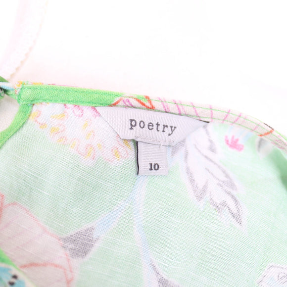 Poetry Green Floral Linen Maxi Dress – Sleeveless | Size 10 | Pre-Loved