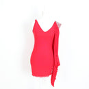 Monai Red Sequin-Shoulder Bodycon Mini Dress | Size S | Brand New-1