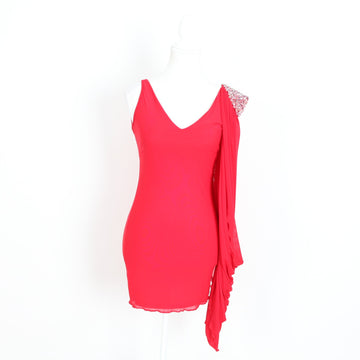 Monai Red Sequin-Shoulder Bodycon Mini Dress | Size S | Brand New