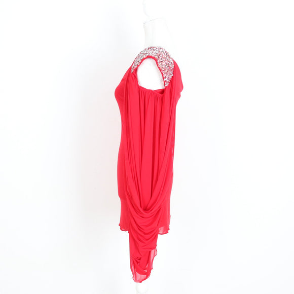 Monai Red Sequin-Shoulder Bodycon Mini Dress | Size S | Brand New