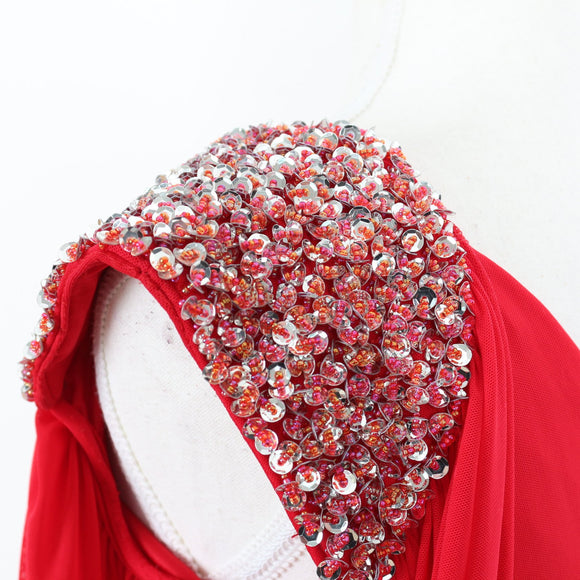 Monai Red Sequin-Shoulder Bodycon Mini Dress | Size S | Brand New